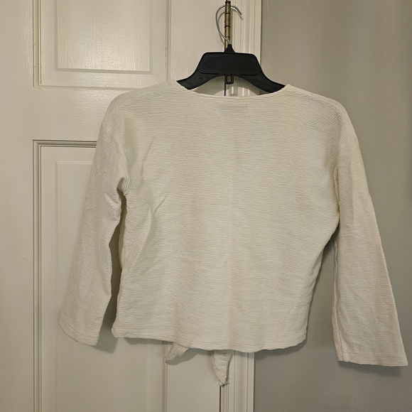 Madewell Cream Tie-Front Crop Top - Picture 3 of 4